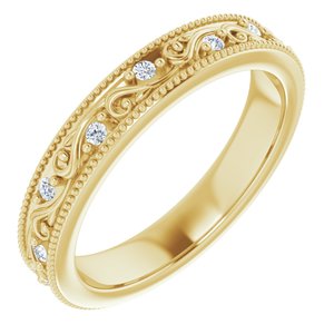 14K Yellow Gold Round 1.2 Mm G-H Si2-Si3 1/10 Ctw Natural Diamond Floral Band Size 4