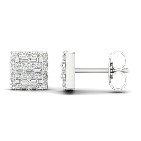 10K White Gold 0.23 Cttw Diamond Baguette Earring