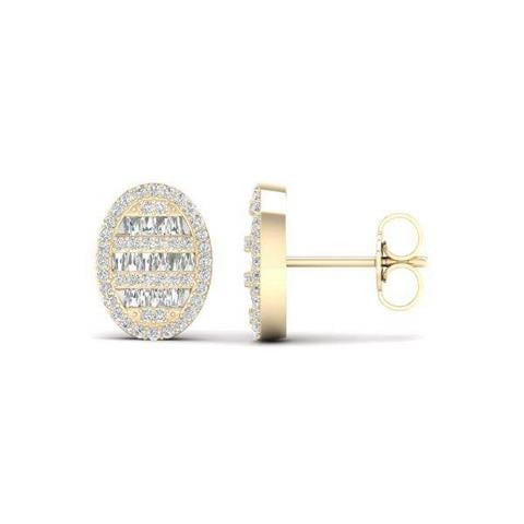 10K Yellow Gold 0.42 Cttw Diamond Baguettes "Oval" Earring