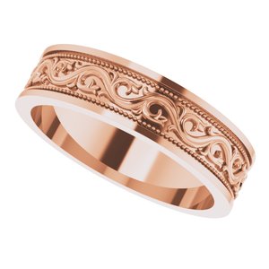 10k Yellow Or White Or Rose Gold Milgrain Sculptural Flat Band