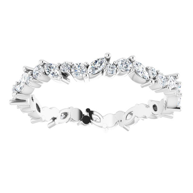 14K White Gold Si2-Si3, G-H Polished 3/4 Ctw Natural Diamond Eternity Band, Size 8