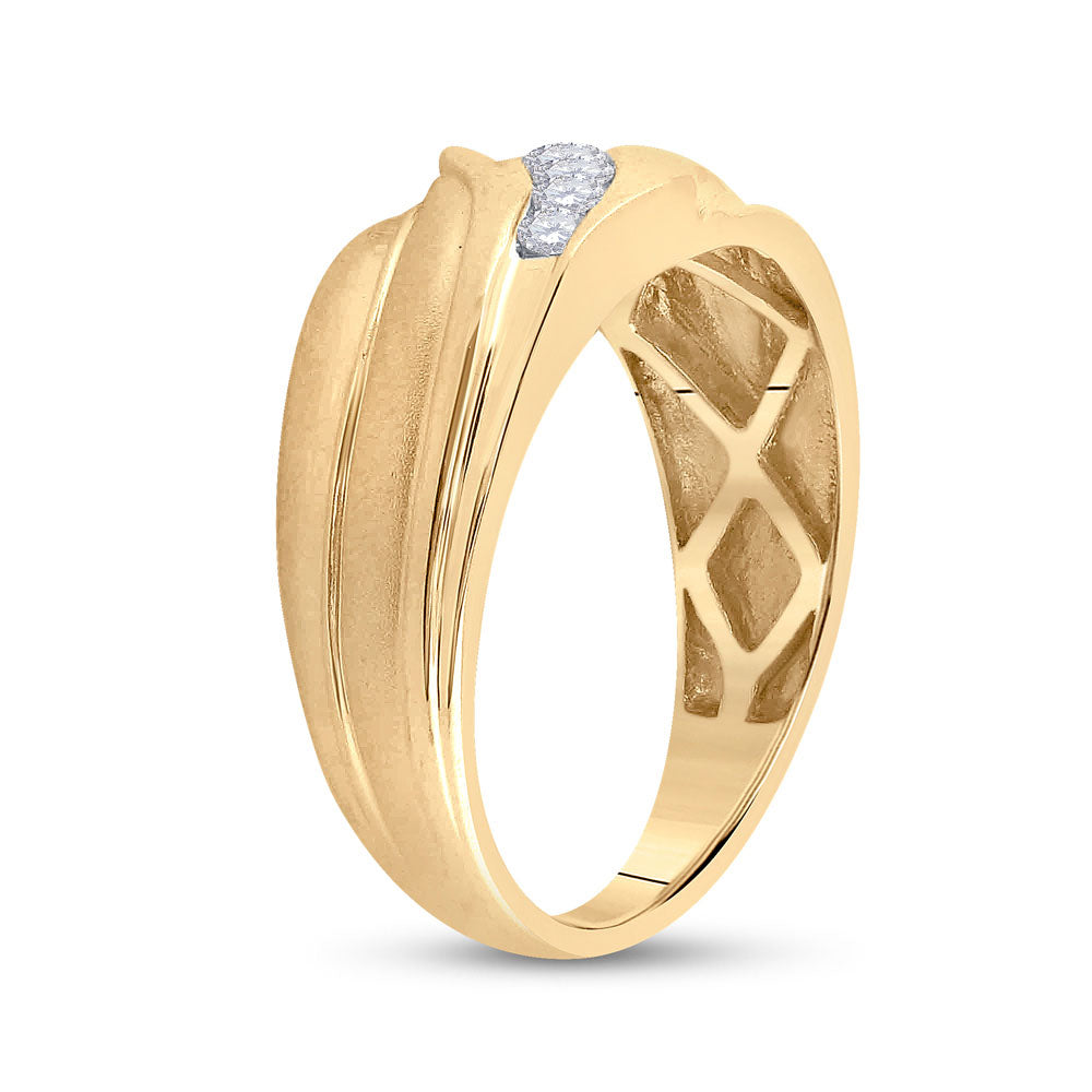 10K Yellow Or White Gold Mens Round Diamond Wedding Band Ring 1/3 Cttw, Mens Size: 7-13