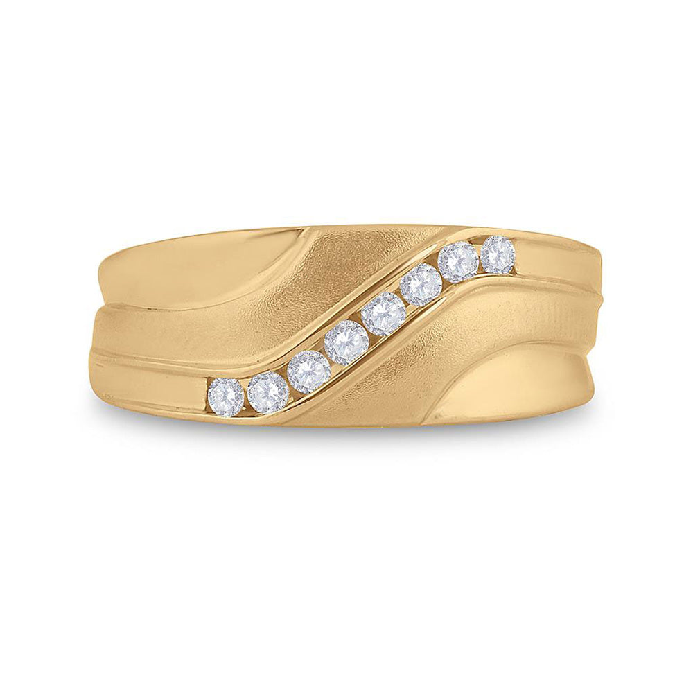 10K Yellow Gold Mens Round Diamond Wedding Band Ring 1/4 Cttw, Mens Size: 7-13