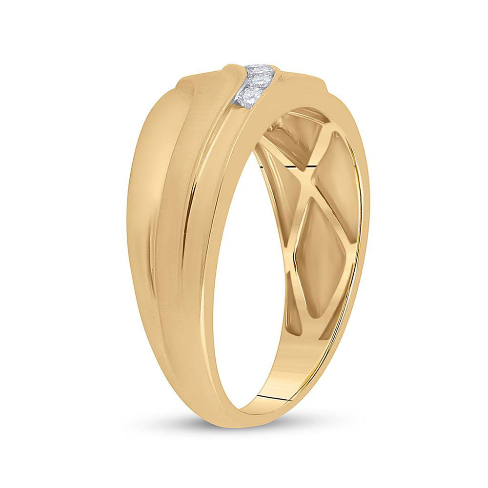 10K Yellow Gold Mens Round Diamond Wedding Band Ring 1/4 Cttw, Mens Size: 7-13