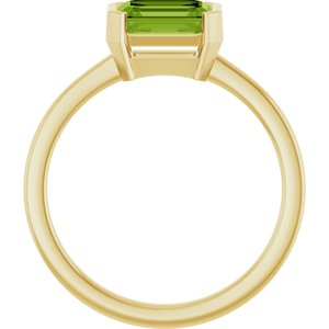 14K Yellow Gold Emerald 7 X 5 Mm Polished Natural Peridot Ring Size 7