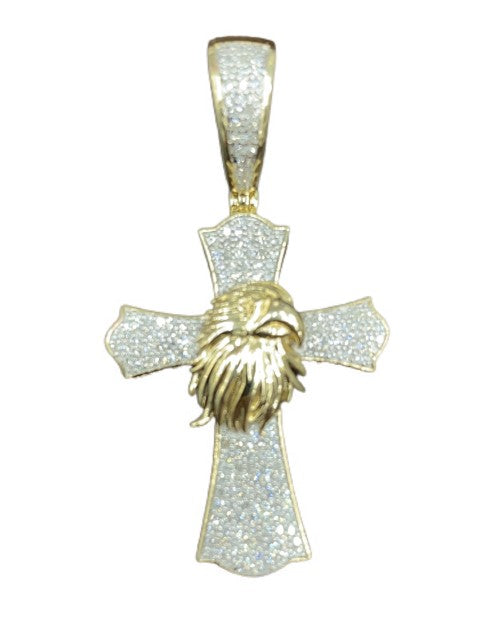 10K Yellow Gold 1.00 Cttw Diamond " Cross" Charm