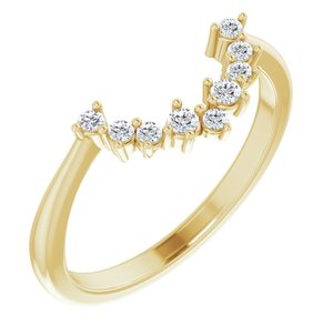 14K Yellow Gold 6 Mm Natural Diamond Si2-Si3, G-H Polished 1/6 Ctw Natural Diamond Matching Band Size 7