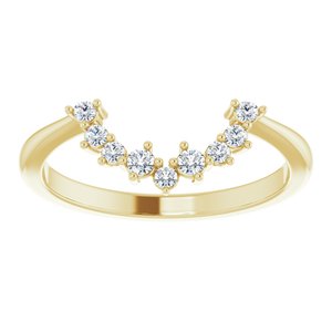 14K Yellow Gold 6 Mm Natural Diamond Si2-Si3, G-H Polished 1/6 Ctw Natural Diamond Matching Band Size 7