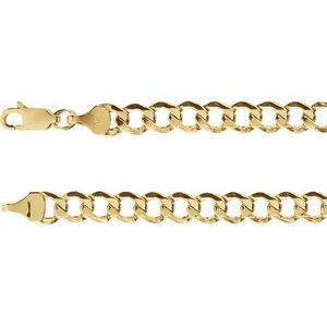 14K Yellow Gold Hollow Curb Chain, Length: 8 In, Width: 5.3 Mm