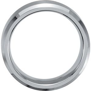 Stainless Steel Satin 7 Mm Polished Beveled-Edge Band Size 13