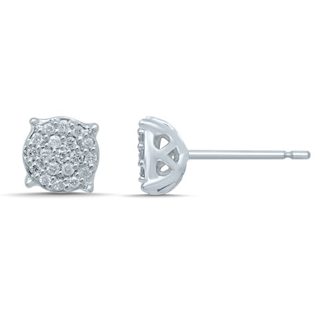 10K White Gold 0.16-0.18 Cttw Diamond Micropave Earring