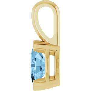 14K Yellow Gold Oval 6 X 4 Mm Natural Sky Blue Topaz Solitaire Pendant