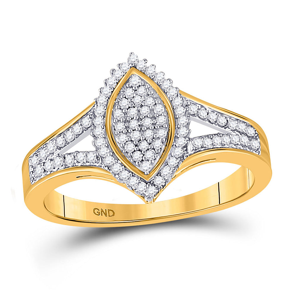10K Yellow Gold Womens Round Diamond Cluster Ring 1/5 Cttw, Womens Size: 5-10