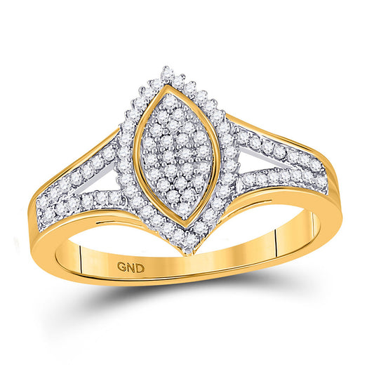10K Yellow Gold Womens Round Diamond Cluster Ring 1/5 Cttw, Womens Size: 5-10