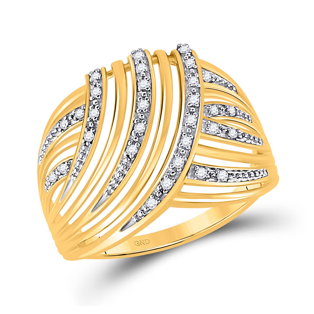 10K Yellow Gold Womens Round Diamond Fashion Ring 1/10 Cttw, Womens Size: 5-10