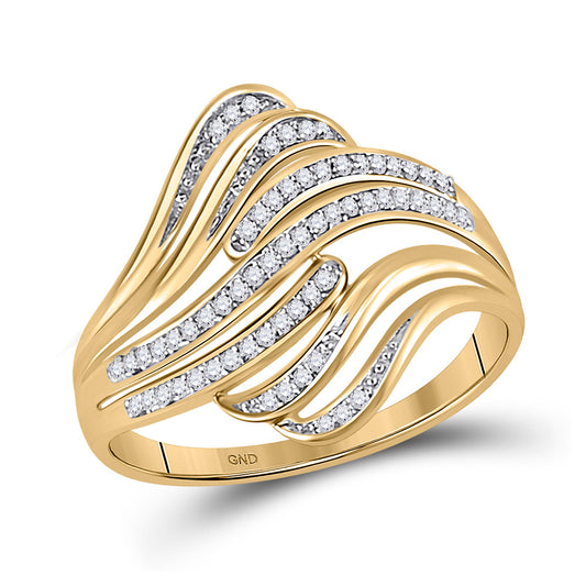 10K Yellow Gold Womens Round Diamond Fashion Ring 1/12 Cttw, Womens Size: 5-10
