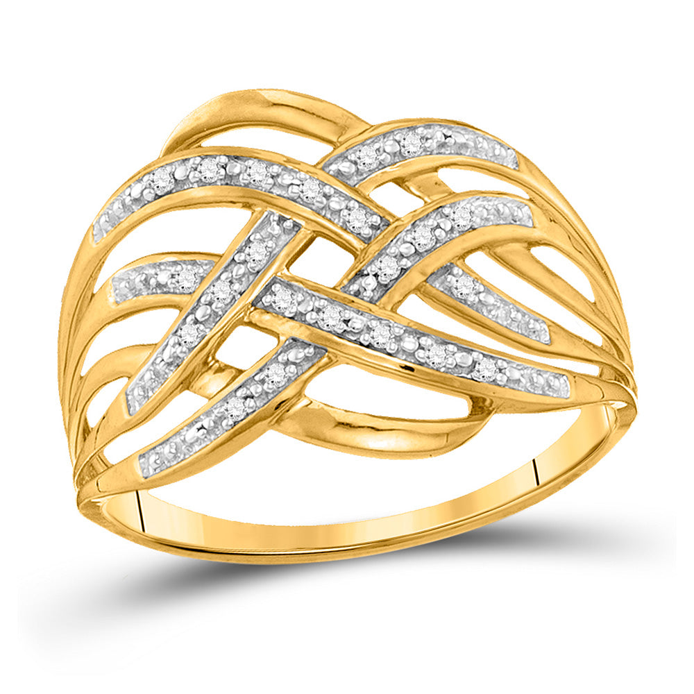 10K White Or Yellow Gold Womens Round Diamond Woven Fashion Band Ring , Womens Size: 5-10