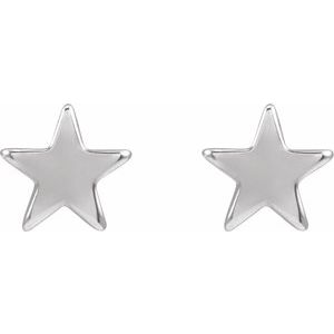 14K White Gold 4 Mm Pair Friction Backs Included .37 In Polished Star Earrings