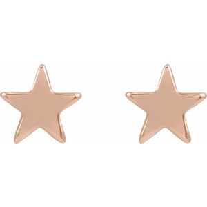 14K Rose Gold 6.2 Mm Each Press Fit Back Included 4 Mm Polished Star Earrings With Press Fit Closure