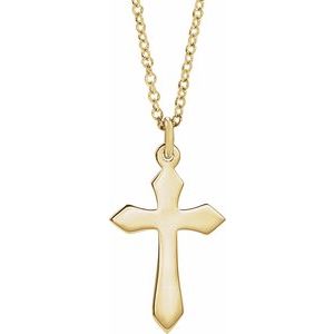 18K Yellow Gold-Plated Sterling Silver 13 X 7 Mm 18 In Polished Cross Necklace