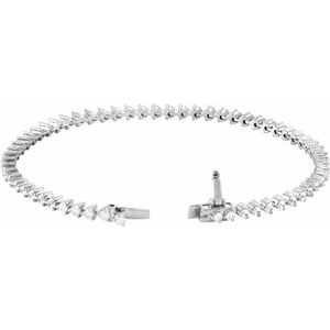 14K White Gold Round 2.3Mm G-H Si1-Si2 3 Ctw Lab-Grown Diamond Line Bracelet, Length: 7.25 In