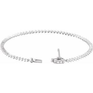 14K White Gold Round 1.85Mm G-H Si1-Si2 2 Ctw Lab-Grown Diamond Line Bracelet, Length: 7.25 In