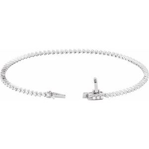 14K White Gold Round 1.6Mm G-H I1 1 1/2 Ctw Natural Line Bracelet, Length: 7.25 In