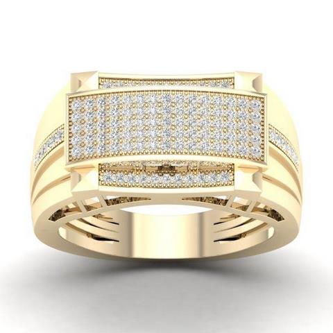 10K Yellow Gold 0.33 Cttw Diamond Mens Micropave Rings