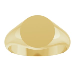 14K Yellow Gold Round 9.5 X 9.5 Mm Brush Polished Signet Ring Size 7