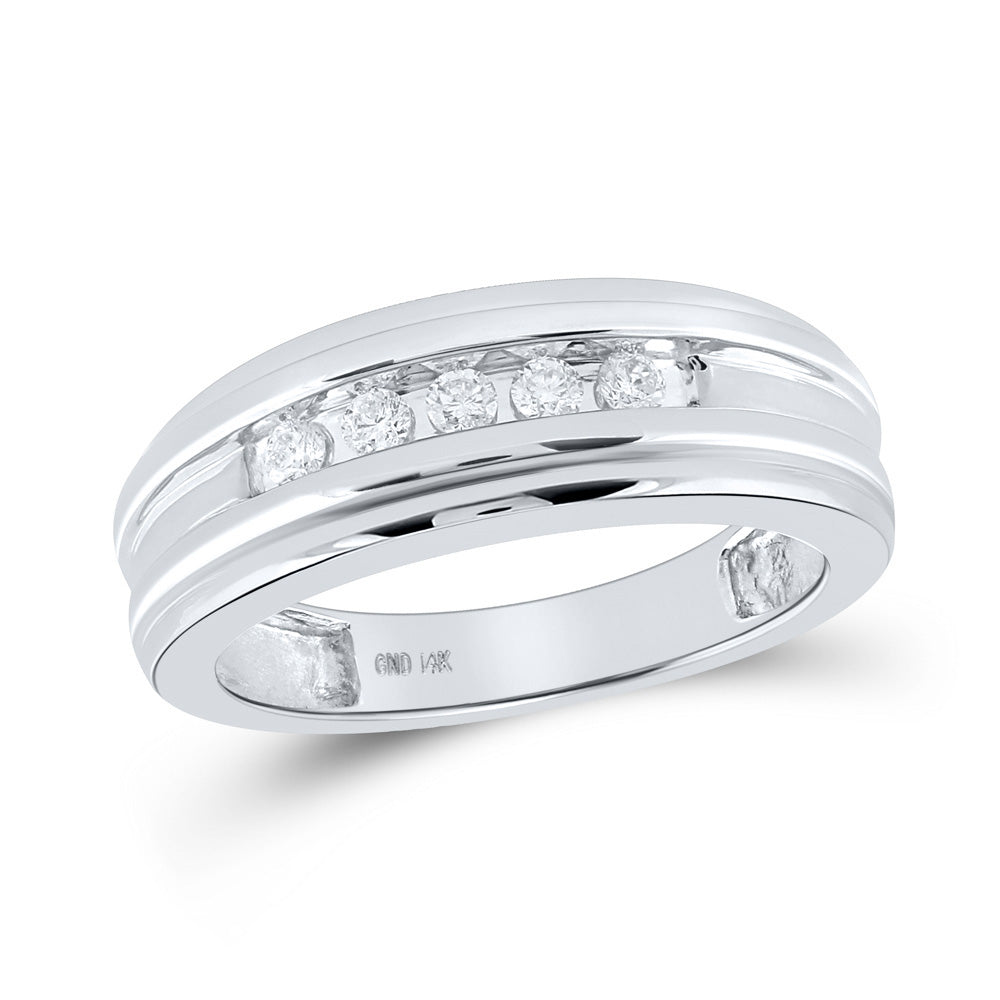 14K White Gold Mens Round Diamond Wedding Channel Set Band Ring 1/4 Cttw, Mens Size: 7-13