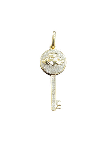 10K Yellow Gold 0.14 Cttw Diamond Key Charm