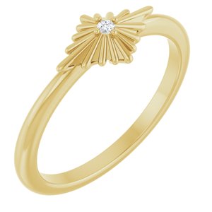 14K Yellow Gold Round 1.5 Mm .015 Ct Natural Diamond Star Ring Size 7