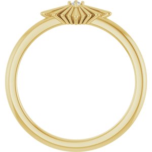 14K Yellow Gold Round 1.5 Mm .015 Ct Natural Diamond Star Ring Size 7