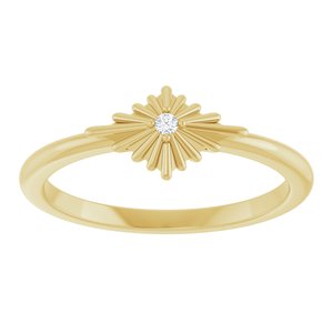 14K Yellow Gold Round 1.5 Mm .015 Ct Natural Diamond Star Ring Size 7