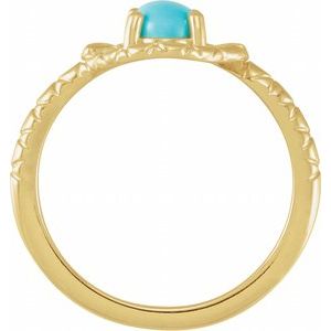 14K Yellow Gold Oval 7 X 5 Mm Polished Natural Turquoise Snake Ring Size 7