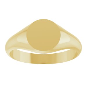 14K Yellow Gold Round 8 X 8 Mm Brush Polished Signet Ring Size 7