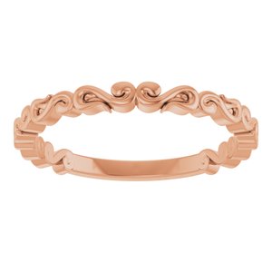 14K Rose Gold 2.18 Mm Polished Scroll Pattern Band Size 7