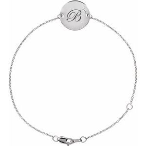 Sterling Silver 15 X 15 Mm 6 1/2-7 1/2 In Polished Engravable Disc Bracelet