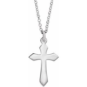 14K White Gold 13 X 7 Mm 18 In Polished Cross Necklace