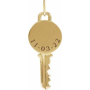 14K Yellow Gold 21.57 X 9 Mm Polished Engravable Key Pendant
