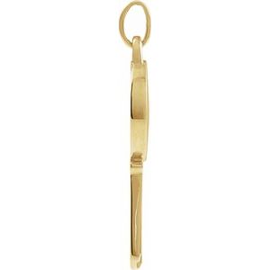 14K Yellow Gold 21.57 X 9 Mm Polished Engravable Key Pendant