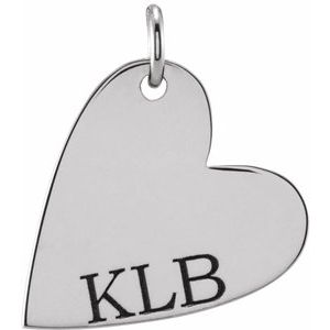 Sterling Silver 14.42 X 11.78 Mm Polished Engravable Sideways Heart Pendant