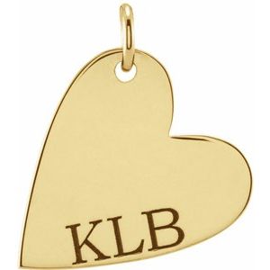 14K Yellow Gold 14.42 X 11.78 Mm Polished Engravable Sideways Heart Pendant