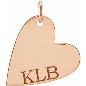 14K Rose Gold 14.42 X 11.78 Mm Polished Engravable Sideways Heart Pendant
