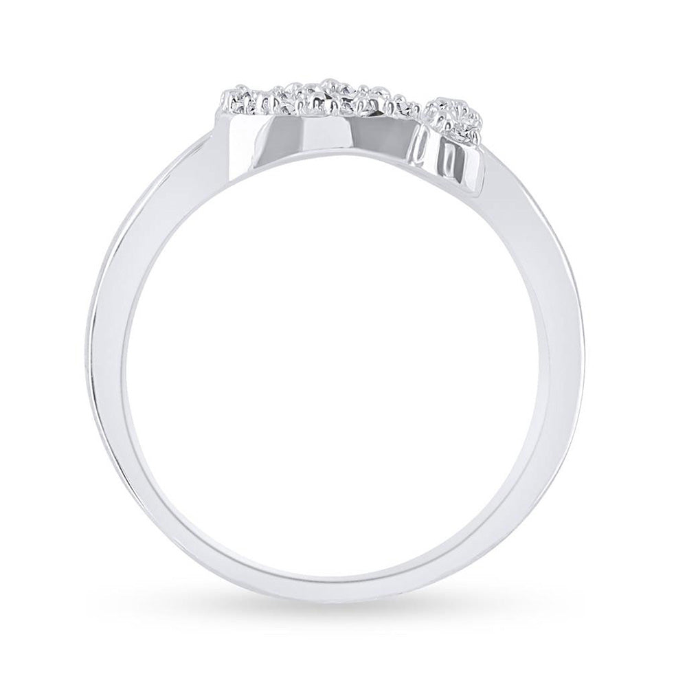 Sterling Silver Womens Round Diamond Heart Ring 1/12 Cttw, Womens Size: 5-10
