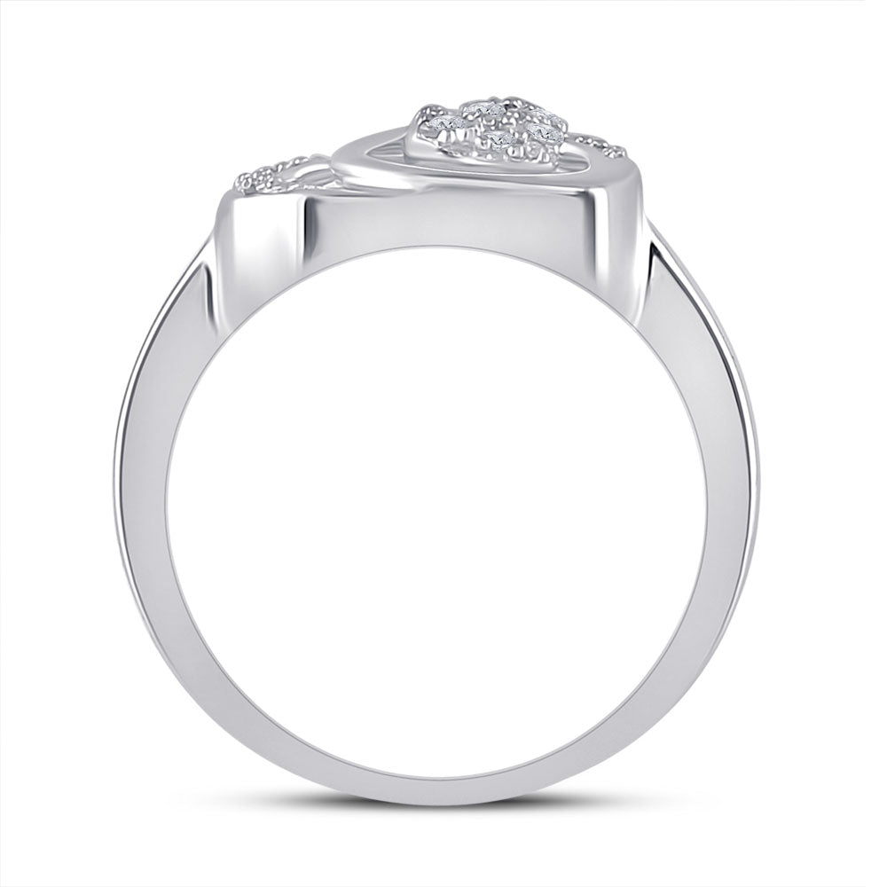 Sterling Silver Womens Round Diamond Heart Ring 1/20 Cttw, Womens Size: 5-10