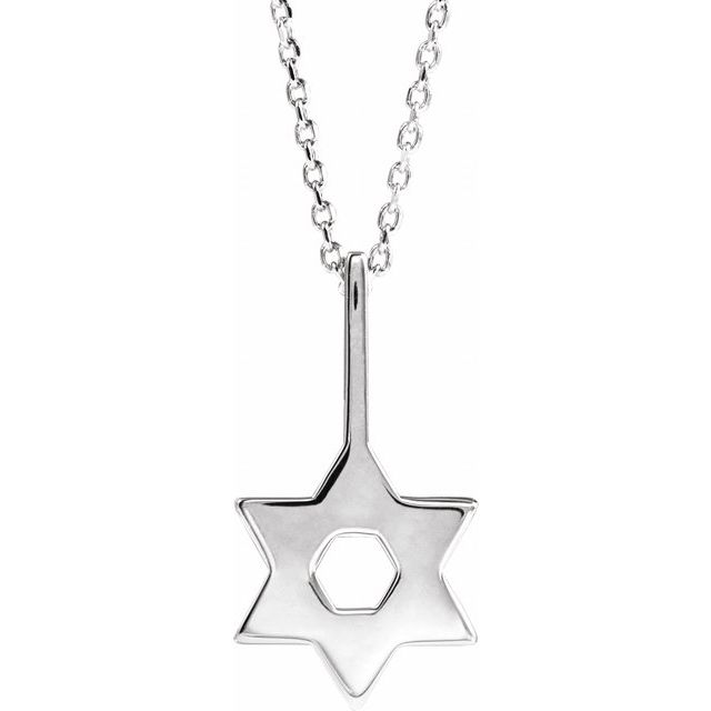 14K White Gold 25.6 X 15.7 Mm 16-18 In Polished Star Of David Necklace