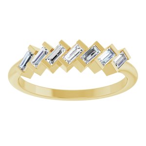 14K Yellow Gold Straight Baguette 3.25 X 1.5 Mm 1/3 Ctw Natural Diamond Anniversary Band Size 7