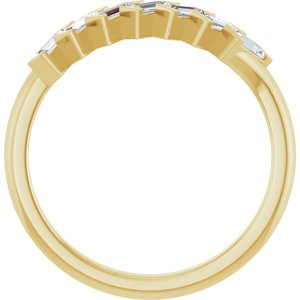 14K Yellow Gold Straight Baguette 3.25 X 1.5 Mm 1/3 Ctw Natural Diamond Anniversary Band Size 7