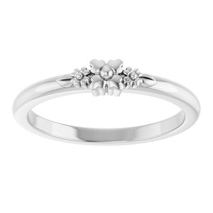 Sterling Silver Polished Floral Stackable Ring Size 7